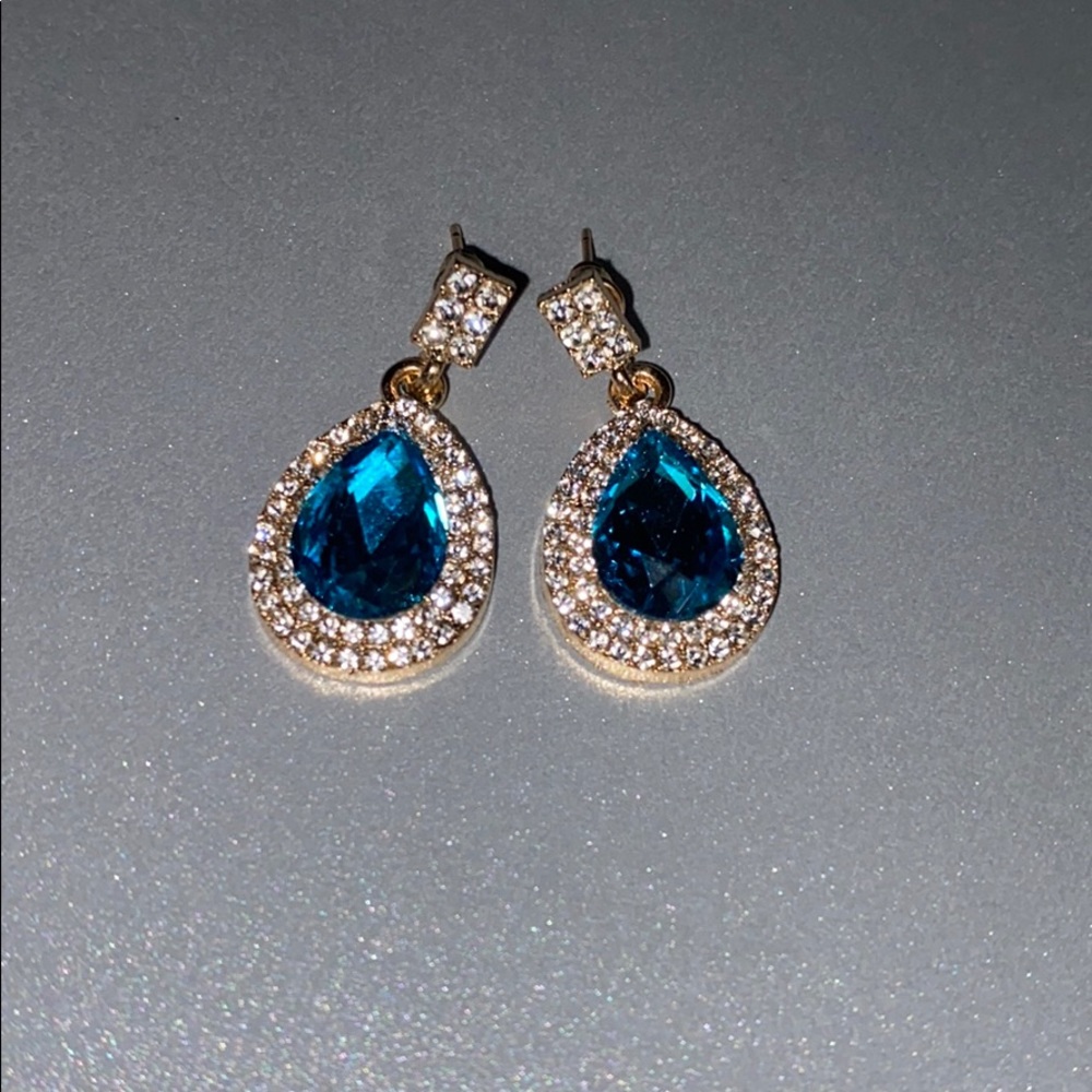 NWT Blue Crystal Teardrop Earrings